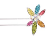 This hair stick decorated with SWAROVSKI CRYSTAL measures approximately 4.5 inches long. The bow is about 1.0 inch by 1.75 inch. B1