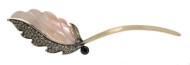 This hair fork with SWAROVSKI CRYSTAL measures approximately 6 inches long. The feather is about 2.75 inches long. B2