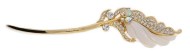 This hair fork with SWAROVSKI CRYSTAL measures approximately 5.75 inches long. The feather is about 2.75 inches long. B2