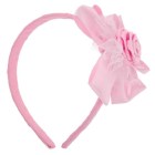 The comfortable headband with a bow on the side is just for girls. One size. The bow is about 4 inches by 3 inches. G4