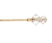 Metal hair stick decorated with a SWAROVSKI CRYSTAL on the of top is about 5.75 inches long totally. The ornamentation on the top is 0.8 inch by 0.6 inch. B1