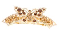 This gorgeous butterfly barrette is decorated with SWAROVSKI crystal and about 4.5 inches wide by 1.5 inches high. The clasp on the back is about 2.5 inches long. P5