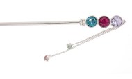 Metal hair stick decorated with a SWAROVSKI CRYSTAL on the of top is about 6.0 inches long totally. The ornamentation on the top is 1.25 inch long. B2