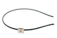 This thin headband with a square SWAROVSKI crystals is measures approximately 0.1 inches thick at center. G2