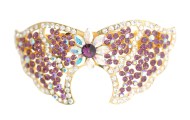 This gorgeous medium size barrette is decorated with tons of crystal and about 3.75 inches wide by 1.75 inches high. P1