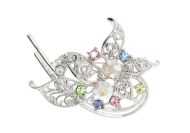 The crystal brooch is 1.75 inches by 1.5 inches