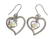 This set of heart shaped crystal earrings with fish hook are about 1 inch high.