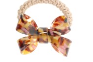 This ponytail holder with elastic band dress up your hair with color and style. The bow is about 2.5 inches by 1.75 inches. T19