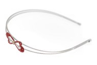 This metal headband decorated with crystals measures approximately 0.3 in thick at center. G4