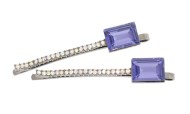 This set of SWAROVSKI crystal pins with square crystal measure approximately 2.5 inches long. O15