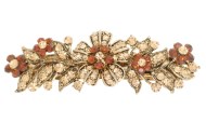 This gorgeous medium size barrette decorated rhinestones measures about 3.0 inches wide 0.9 inches high. The clasp on the back is about 2.0 inches long. P7