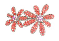 This gorgeous medium size barrette is decorated with rhinestones and about 2.75 inches wide by 1.75 inches high. The clasp on the back is about 1.5 inches long. P11
