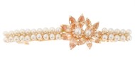This gorgeous medium size barrette with SWAROVSKI crystal and pearl beads is about 3.5 inches wide by 1.0 inches high. The clasp on the back is about 2.25 inches long. P7