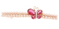 This gorgeous medium size barrette with SWAROVSKI crystal and pearl beads is about 3.5 inches wide by 0.80 inches high. The clasp on the back is about 2.25 inches long. P5