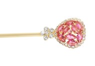 Metal hair stick decorated with a SWAROVSKI CRYSTAL on the of top is about 5.75 inches long totally. The ornamentation on the top is 1.2 inch by 0.8 inch. B9