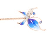 This metal hair stick decorated with Swarovski crystals measures approximately 5.75 inches long.The butterfly on the top is about 1.75 inches by 2.0 inches. B9