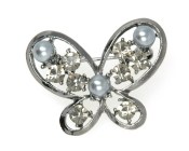 This crystal brooch with pearl beads measures approximately 1.6 inch wide and 1.2 inch high.
