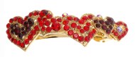 This medium size barrette decroated with SWAROVSKI CRYSTAL measures about 3.25 inches wide and 1.25 inch high. The clasp on the back is about 2 inches long. p1